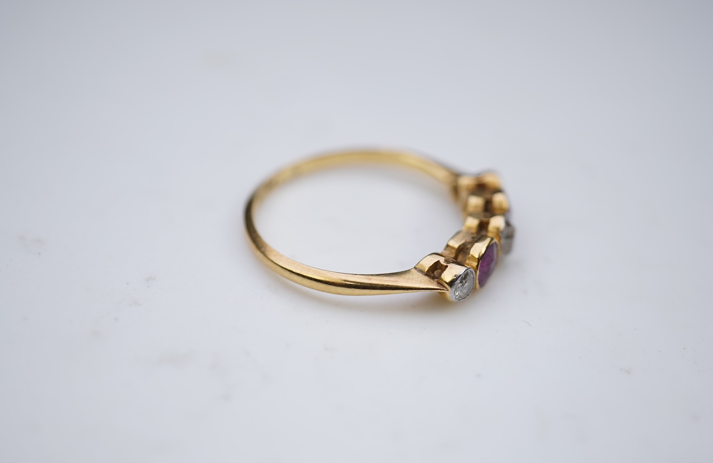 A ruby and diamond five-stone ring, early 20th century